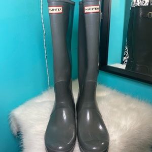 Tall grey hunter boots